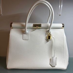 White Italian Handbag. H&S Vera Pelle brand